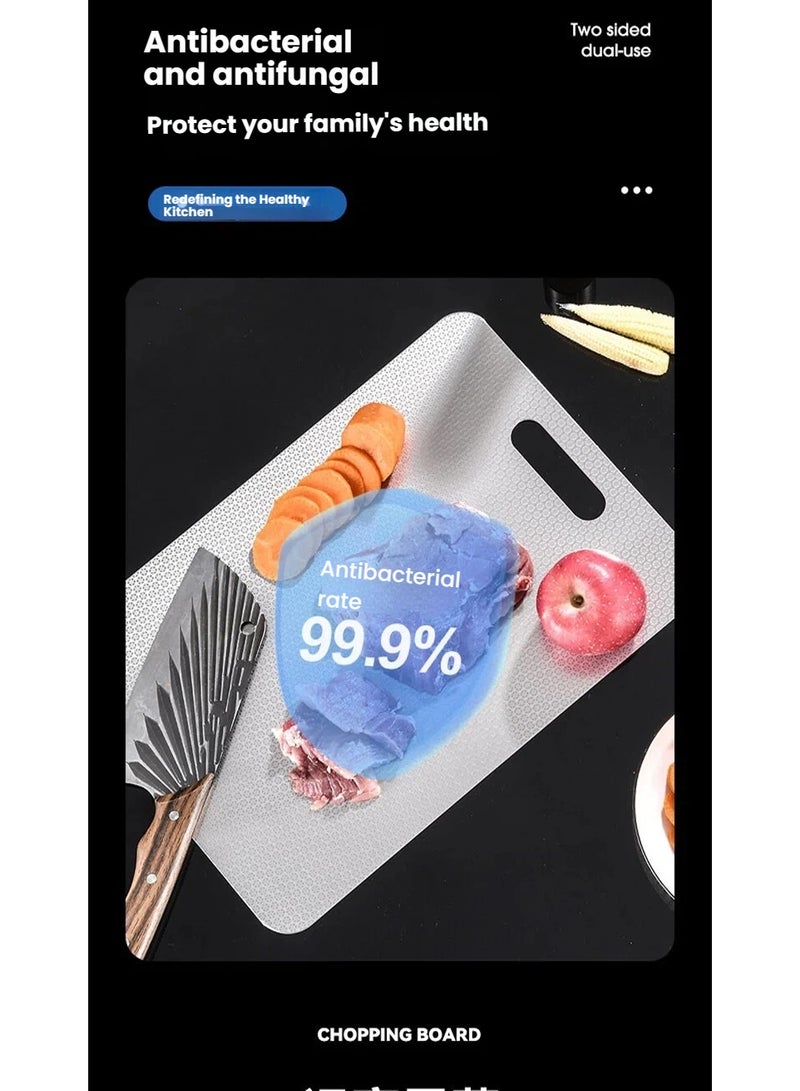 NIBEMINENT Cutting Board, Chopping Board, Cutting Block Mincing Mat, Thick Stainless Steel, Heavy Duty Non-Slip, Double Side, for Kitchen Home Meat Vegetable Fruit - Image 4